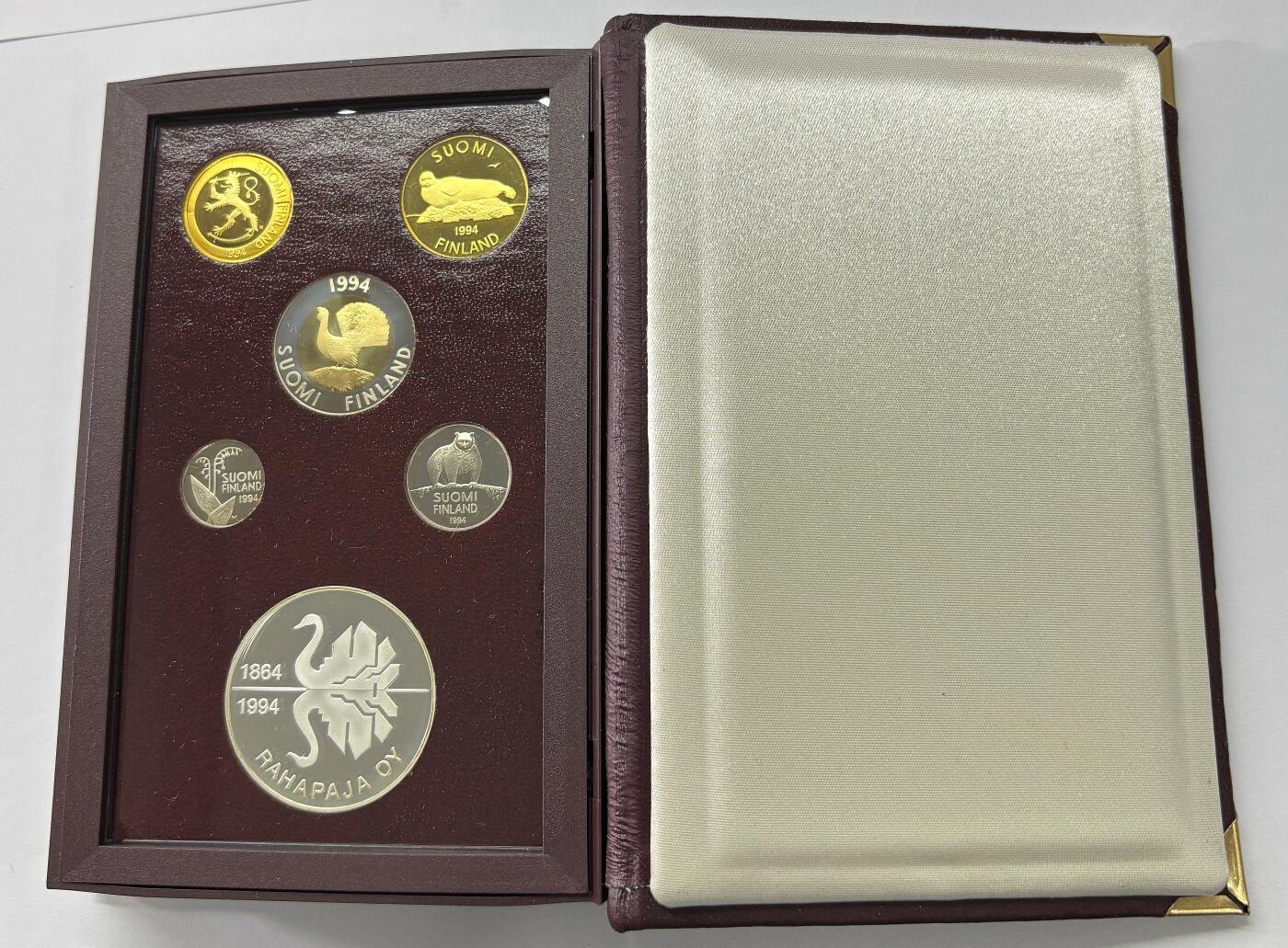 【雨安】【世界币章112-113期】周五/周六 两场连拍 2025-10-31 周五 19:30 保真 8秒倒数自动落锤 高效拍卖  [现代套币] Finland 芬兰套币 精制套币 1994年 含银章31克,925银