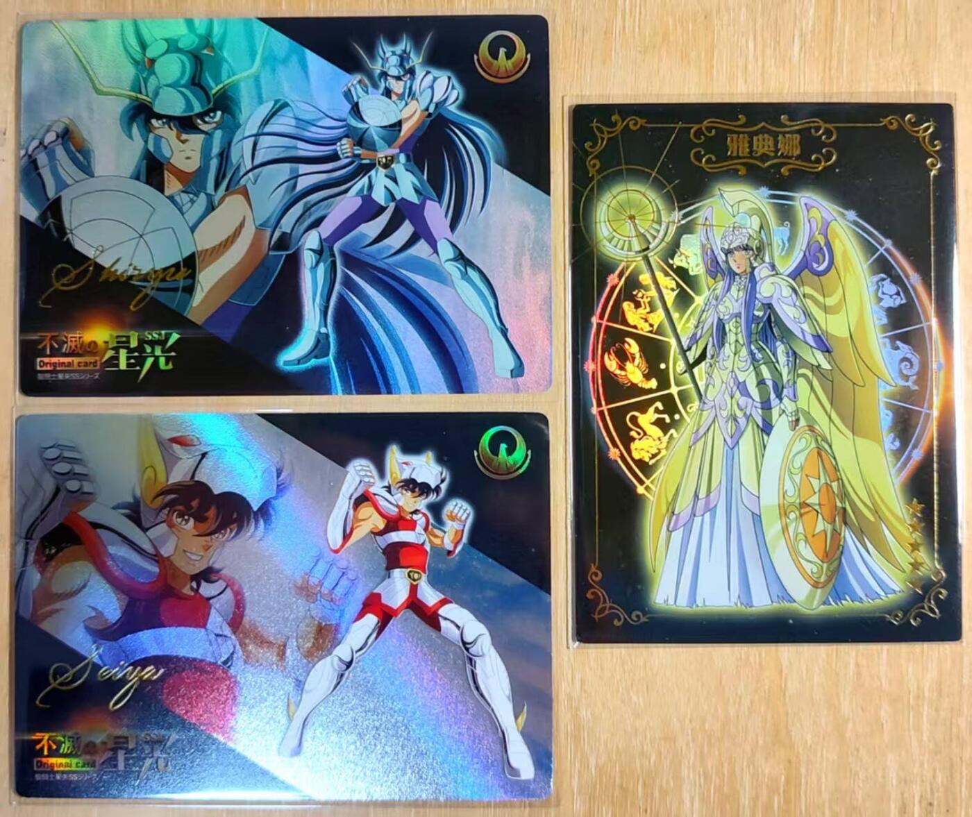 龙虎卡牌第六一场 （无佣金，单场满200元包邮，欢迎送拍） 彩闪3张 圣斗士系列 雅典娜+星矢+子龙