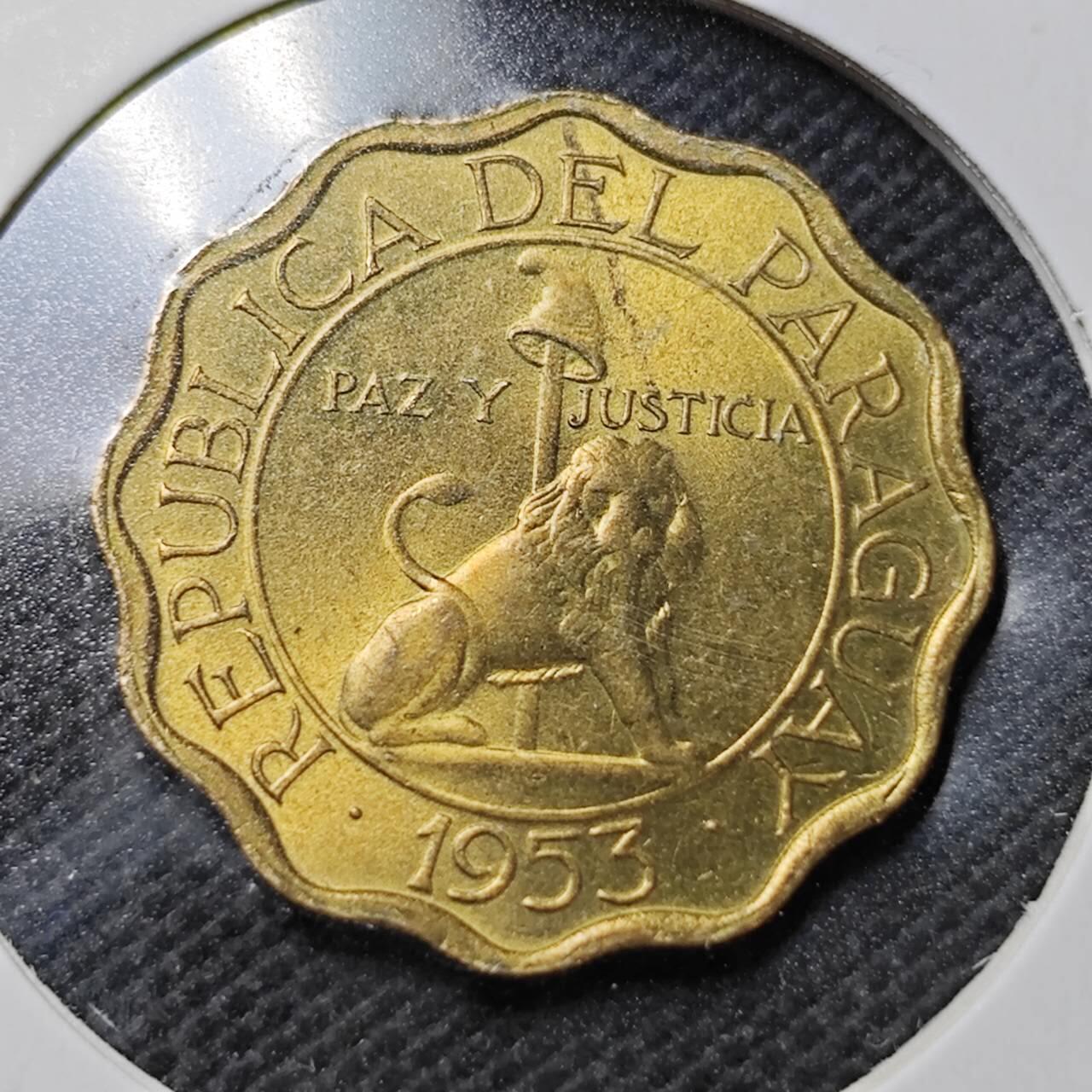 KK钱币收藏小铺  第362场  2月预留时间 周末发货  1953巴拉圭15分 好品