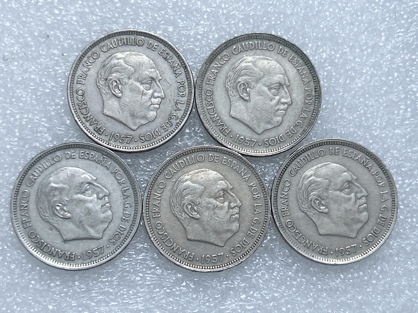 第一海外回流一元起拍收藏 散集专场  第260期 西班牙1957年50比塞塔硬币 5枚