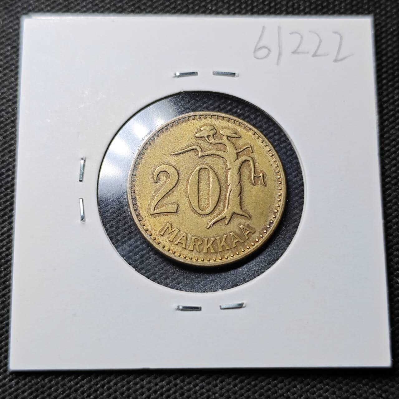 KK钱币收藏小铺  第361场  2月预留时间 周末发货  1960芬兰20分