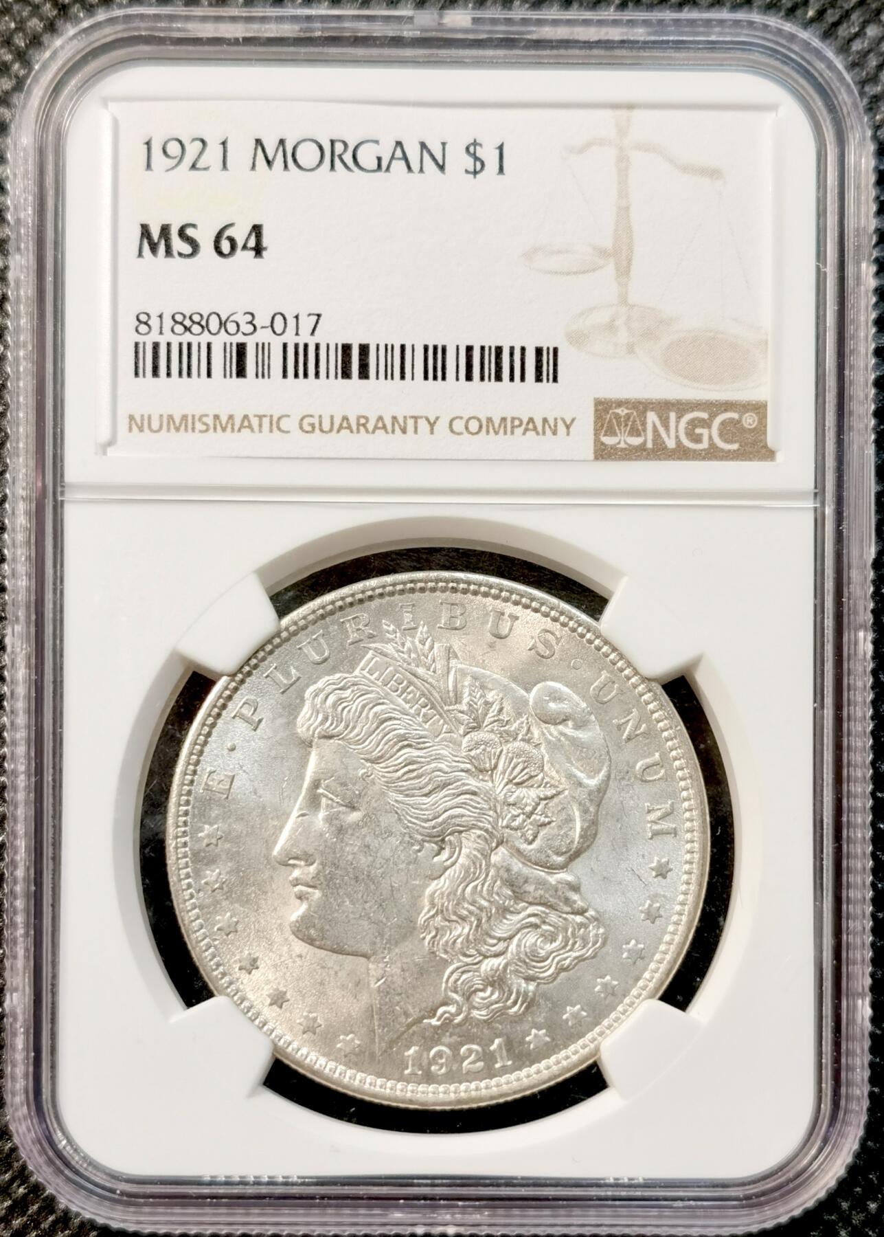 甄臻铺-世界币章拍卖（第37期），送拍享返佣金等优惠多多 NGC-MS64 美国1921摩根一元银币