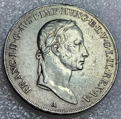 埃及、德属东非、匈牙利、葡萄牙、沙俄古银币古铜币，周五晚上九点倒数截拍，满百包邮，可寄存半年，喜欢朋友微信扫描二维码可直接参拍 - 少见版本好品相匈牙利1830年1泰勒大银币，km417.1