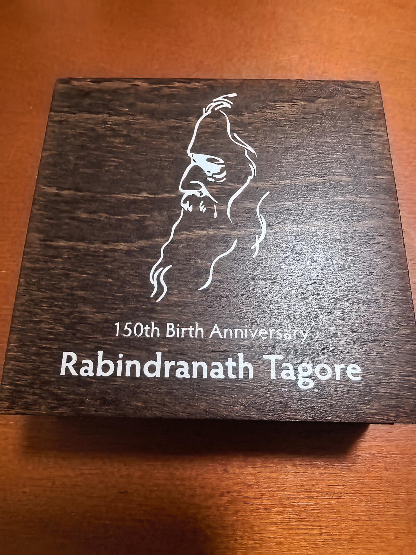 长老汇蛇年精选第六十九场拍卖 2011孟加拉大文豪泰戈尔诞辰150周年10塔卡精制银币，22克925银，盒证全