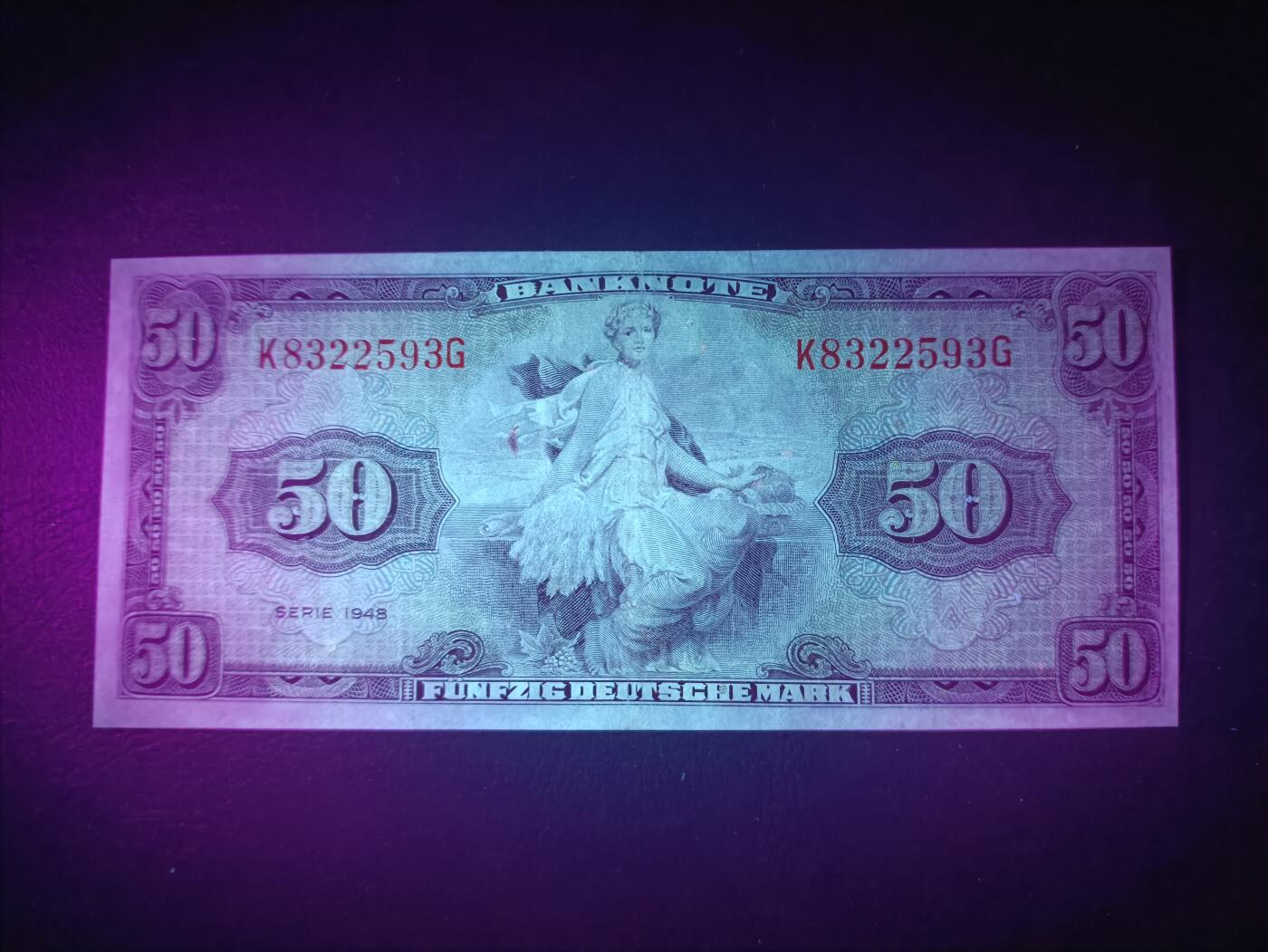 2025十一月第一期，总199期 德国1948版50马克AUNC无47，早期只有“纸币”字样的抬头，比后期版更加稀有，谷神，稀有的高面值