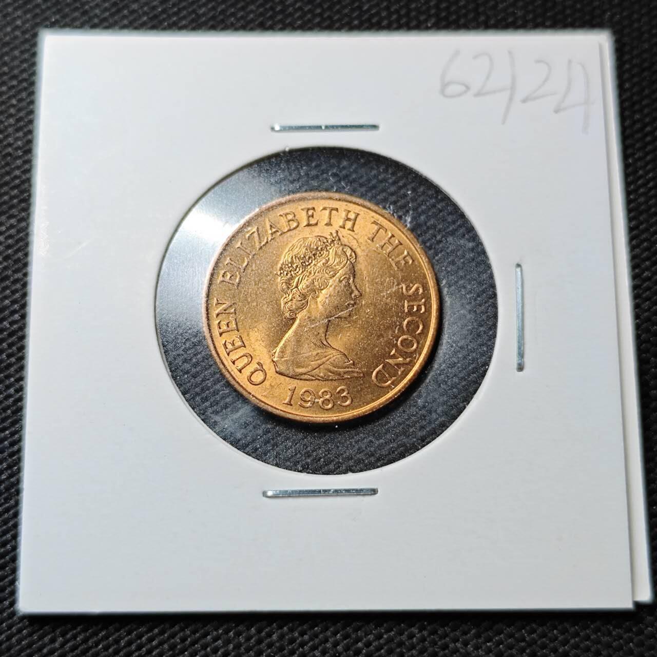 KK钱币收藏小铺  第362场  2月预留时间 周末发货 1983 泽西1便士铜币 好品