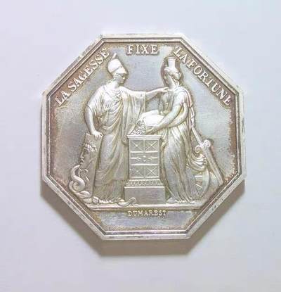 【银】法国1799年 女神站像高浮雕精制八角六边形银币章 38MM 30克 - 【银】法国1799年 女神站像高浮雕精制八角六边形银币章 38MM 30克