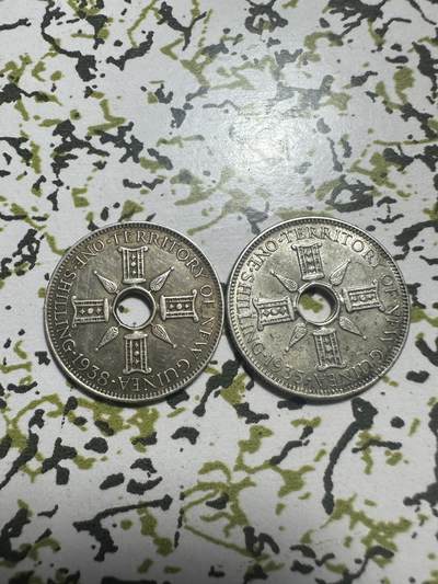 外国钱币，章 英属几内亚银币2枚，925银，10.8g