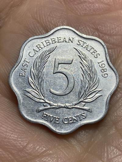 2025年第一百二十场(总第一百四十六场）外国好品散币(免佣金) - 东加勒比1989年5分(伊丽莎白二世中年花冠)
