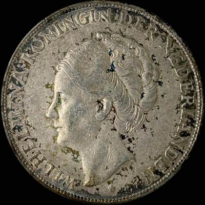 【雨安】【世界币章112-113期】周五/周六 两场连拍 2025-10-31 周五 19:30 保真 8秒倒数自动落锤 高效拍卖  - [裸币各国] Netherlands 荷兰 王国 2.5盾 1931年 威廉明娜