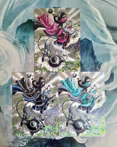 龙虎卡牌第六一场 （无佣金，单场满200元包邮，欢迎送拍） - 粗闪3张 卡德曼 谷粒 - 三色扈三娘（61号）