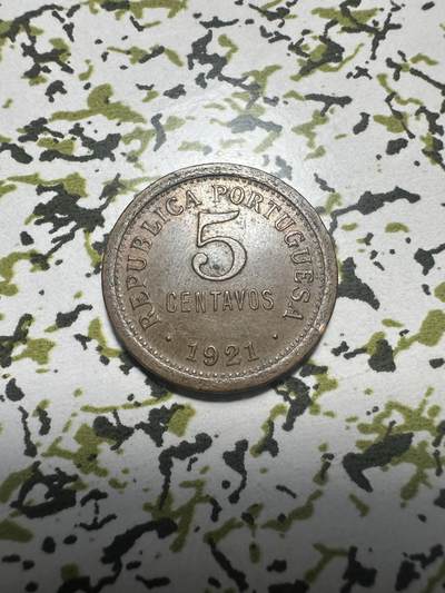 外国钱币，章 - 葡萄牙1921年5分
