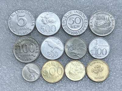 第一海外回流一元起拍收藏 散集专场  第260期 - 印度尼西亚不同版本硬币 12枚 原光品