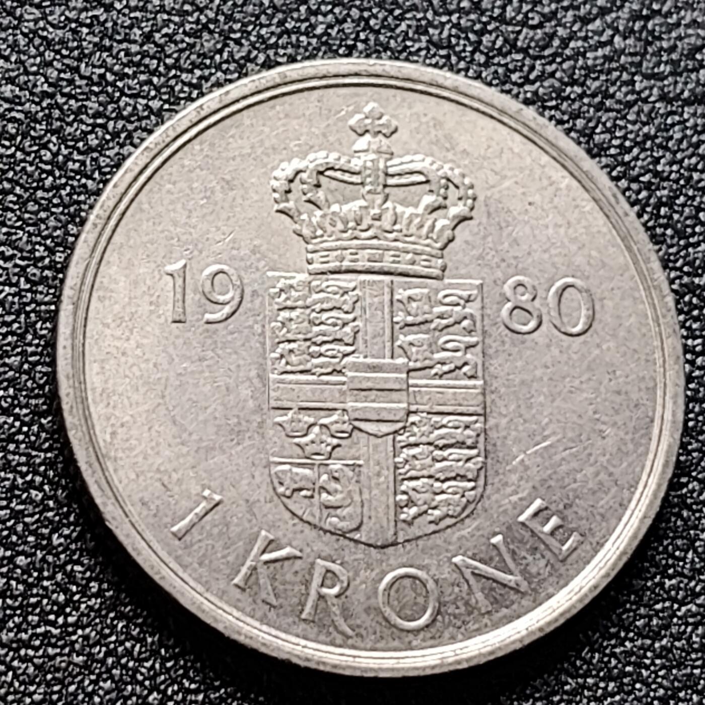 泉币菌-第121场-精品福利场 丹麦1克朗 玛格丽特二世 女王铜镍币 25.5mm