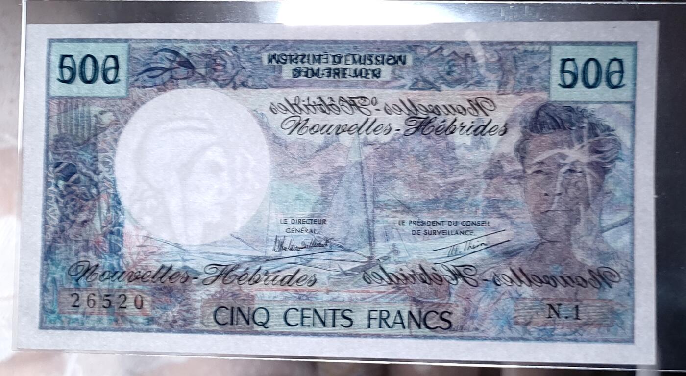  新赫布里底500法郎纸币 1980年大洋洲钱币全新（号码：钻石号.爱情号）