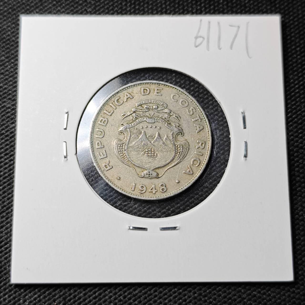 KK钱币收藏小铺  第361场  2月预留时间 周末发货  1948哥斯达黎加25分