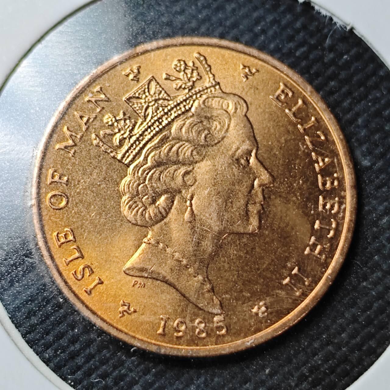 KK钱币收藏小铺  第362场  2月预留时间 周末发货  1985马恩岛1便士铜币 好品