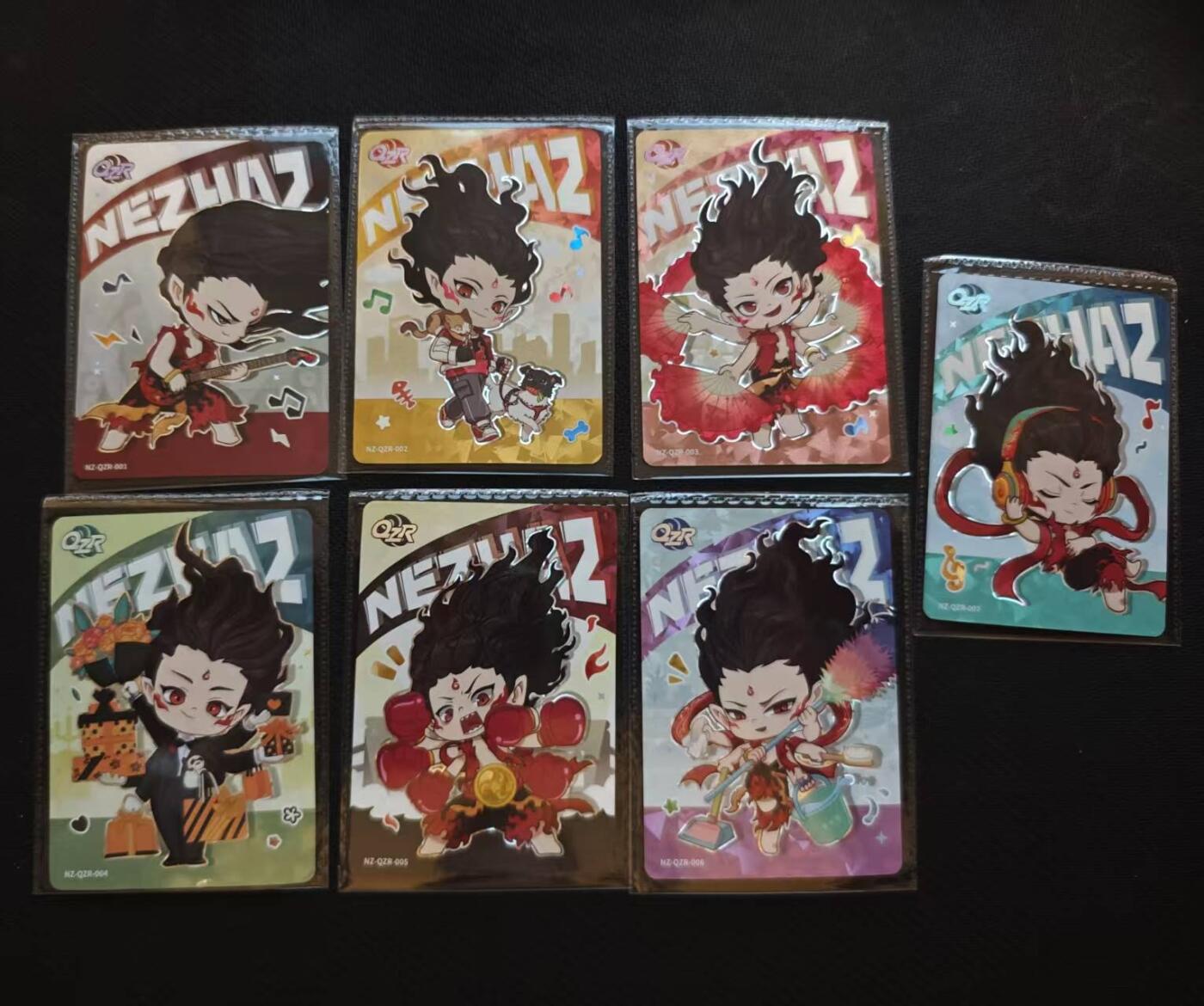 龙虎卡牌第六一场 （无佣金，单场满200元包邮，欢迎送拍） 【卡机原膜】7张全 卡游哪吒 qtr一套