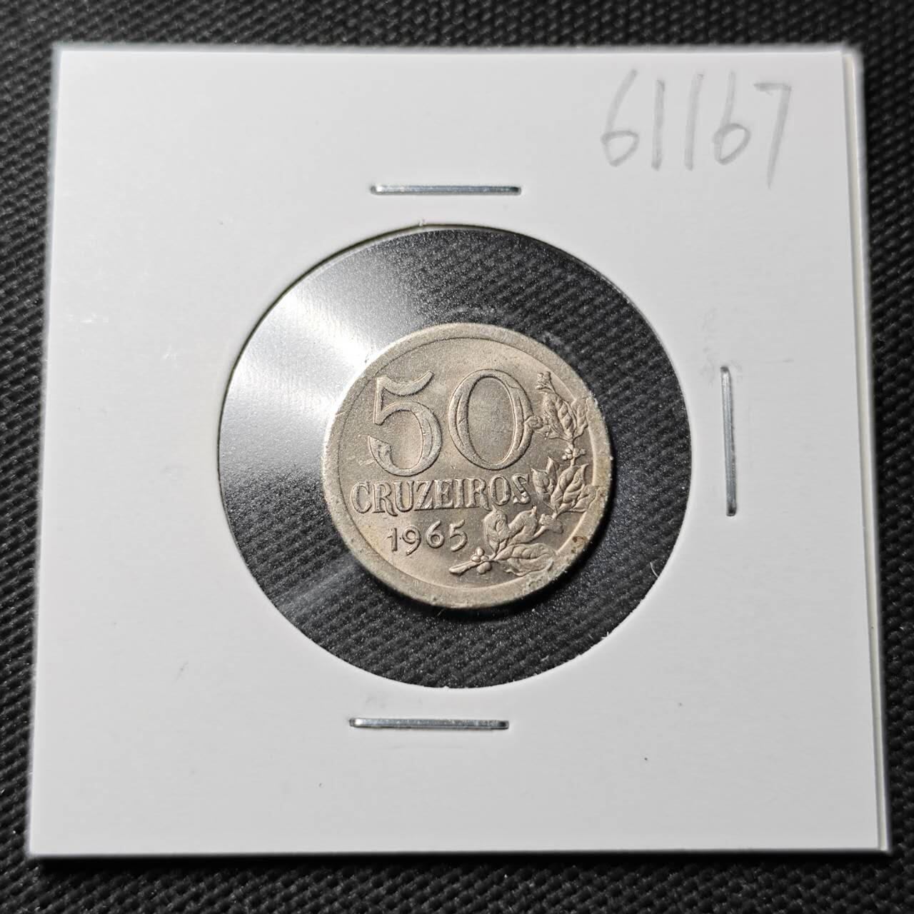 KK钱币收藏小铺  第361场  2月预留时间 周末发货  1965巴西50分 好品 巴西女神