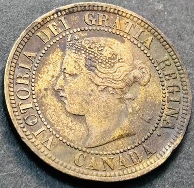 文馨钱币收藏第 278 场，银元，纸币，铜章场 长期接收代拍品 - 少见美品 1876 年英属加拿大维多利亚时期一分铜币 克书价贵，在国外买品相差的也要几十一个了