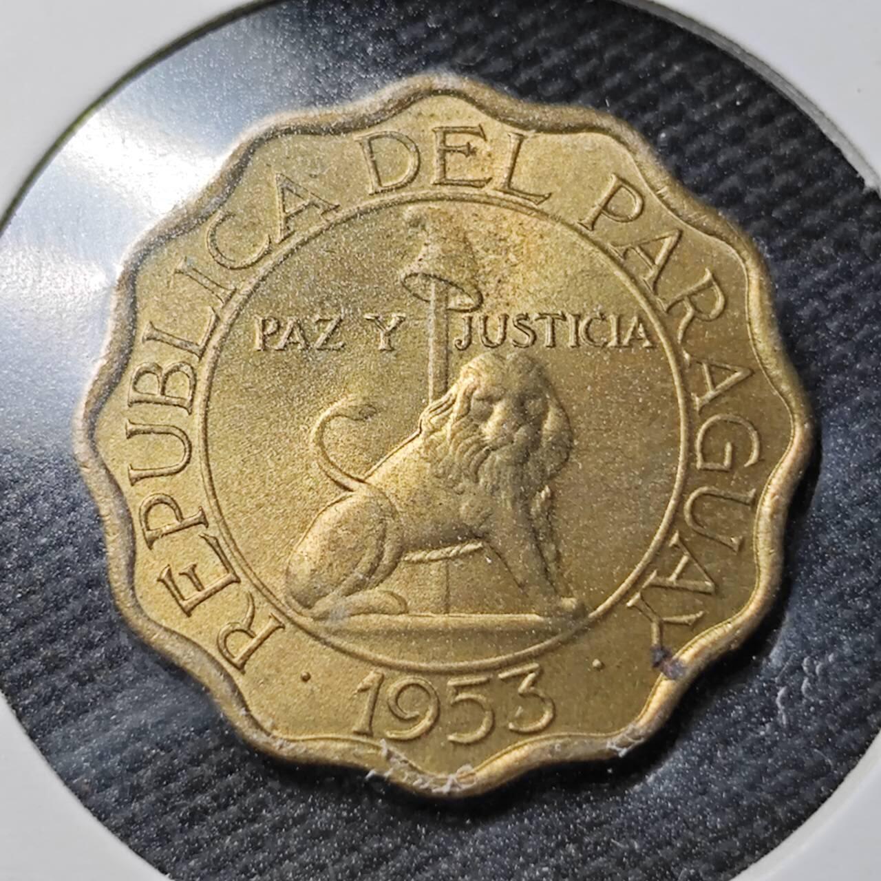 KK钱币收藏小铺  第362场  2月预留时间 周末发货  1953巴拉圭15分铜币 好品