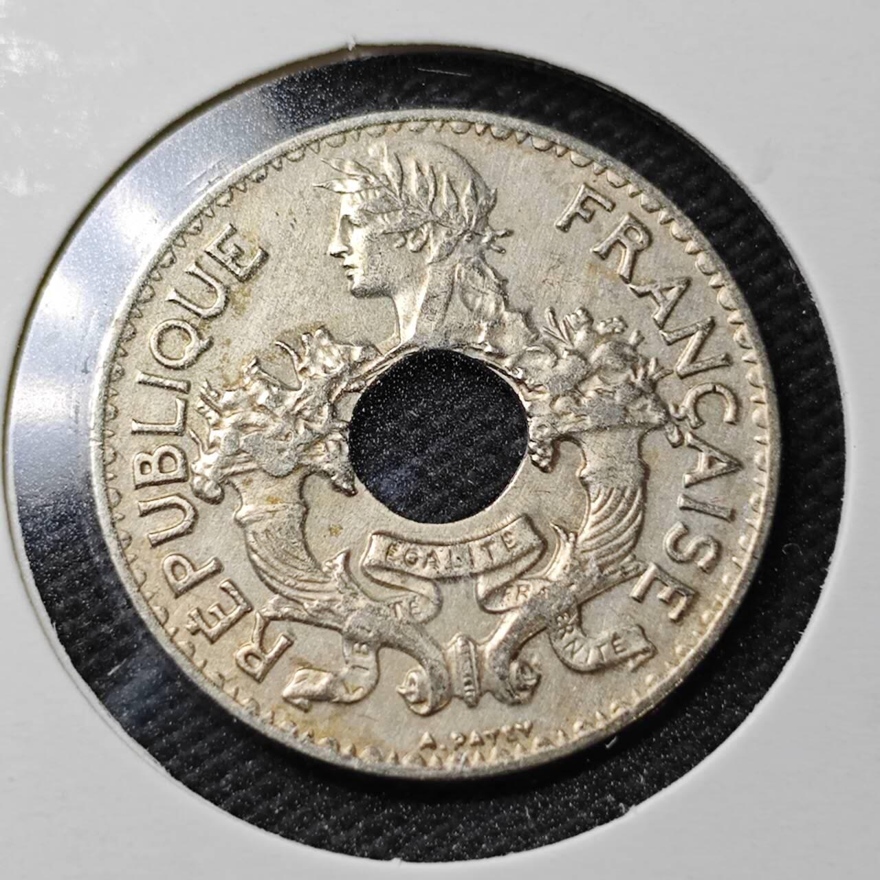 KK钱币收藏小铺  第361场  2月预留时间 周末发货  1938法属印支5分镍币