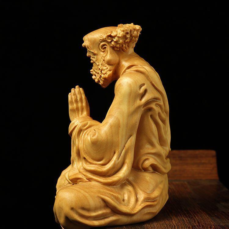 听雨轩（13） 黄杨木坐禅达摩祖师摆件木雕 9cm