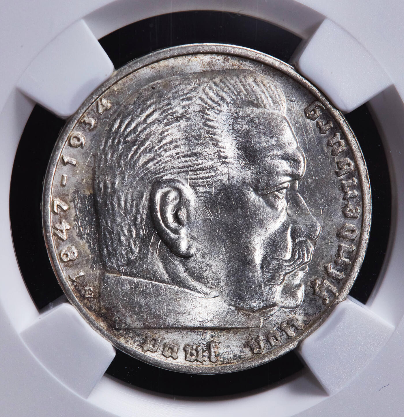 【俄甄集藏】2025年(044)11-12星期三晚 19:30 全场包邮 德国第三帝国1937年E版2马克银币，NGC MS62，转光品相，原图联系客服