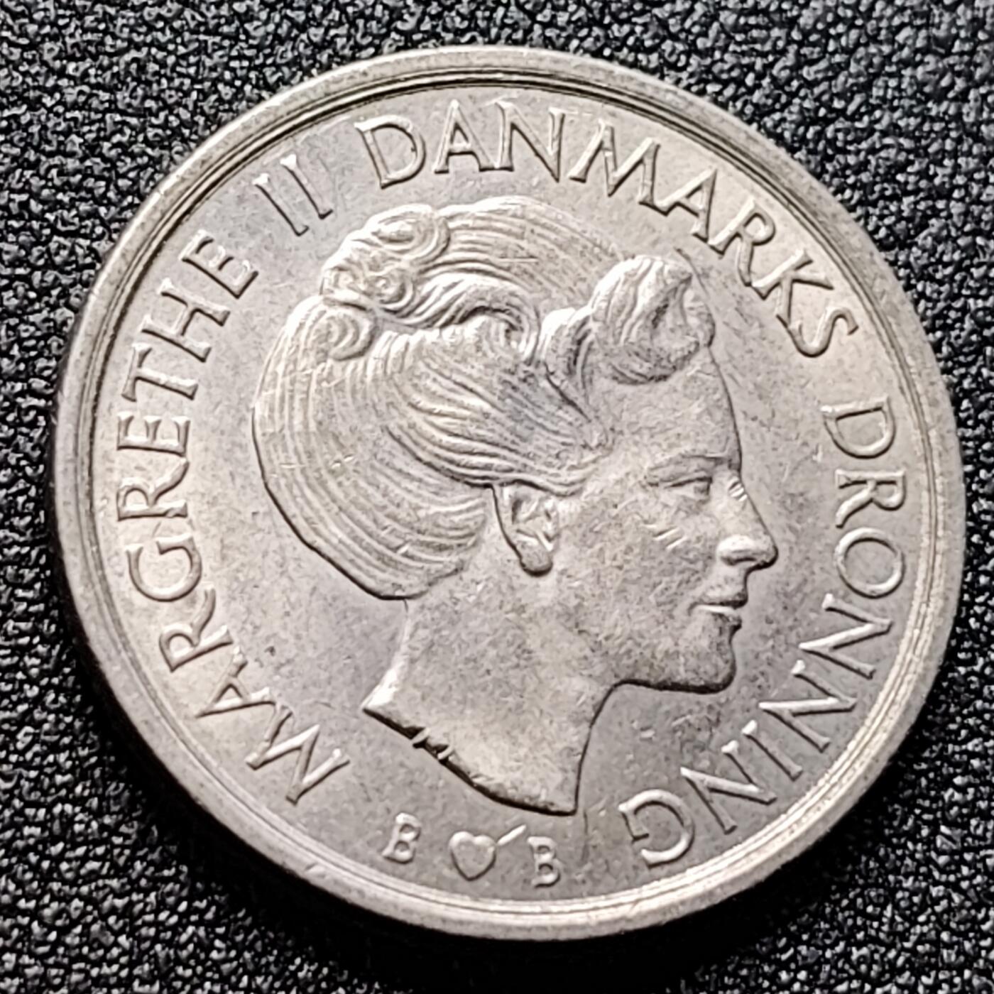 泉币菌-第121场-精品福利场 丹麦1克朗 玛格丽特二世 女王铜镍币 25.5mm