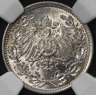 修遠堂世界钱币第九十一期 - NGC MS64 1916年德国1/2马克银币 A厂铭