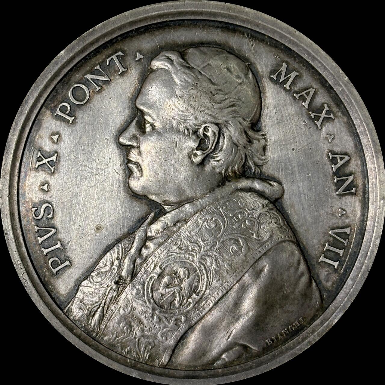 【雨安】【世界币章112-113期】周五/周六 两场连拍 2025-10-31 周五 19:30 保真 8秒倒数自动落锤 高效拍卖  [章] Vatican 章 梵蒂冈 1910年 庇护十世 银章 37.8克, 43mm