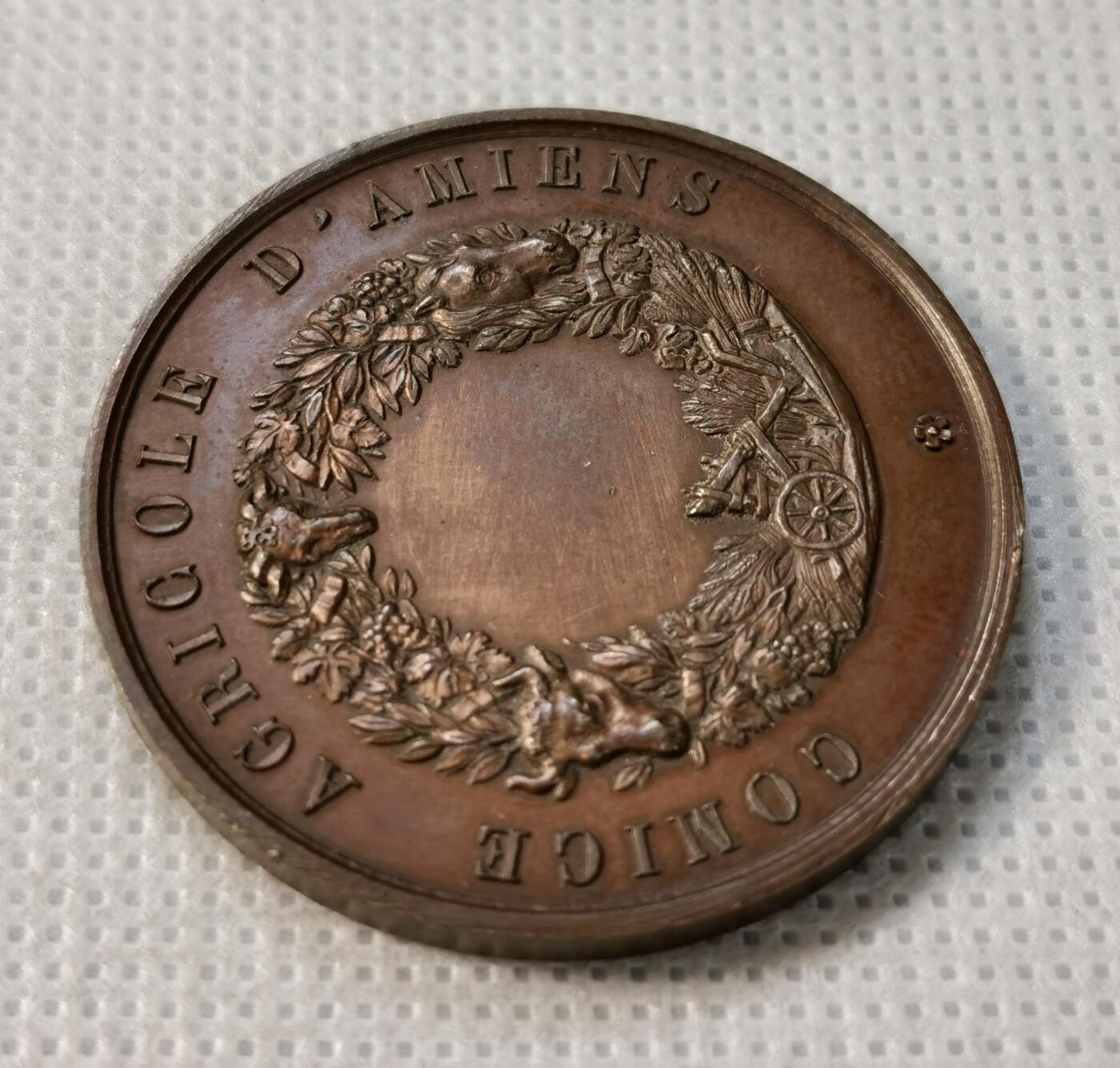 甄臻铺-世界币章拍卖（第37期），送拍享返佣金等优惠多多 法国铜章 手指边铭 状态安逸