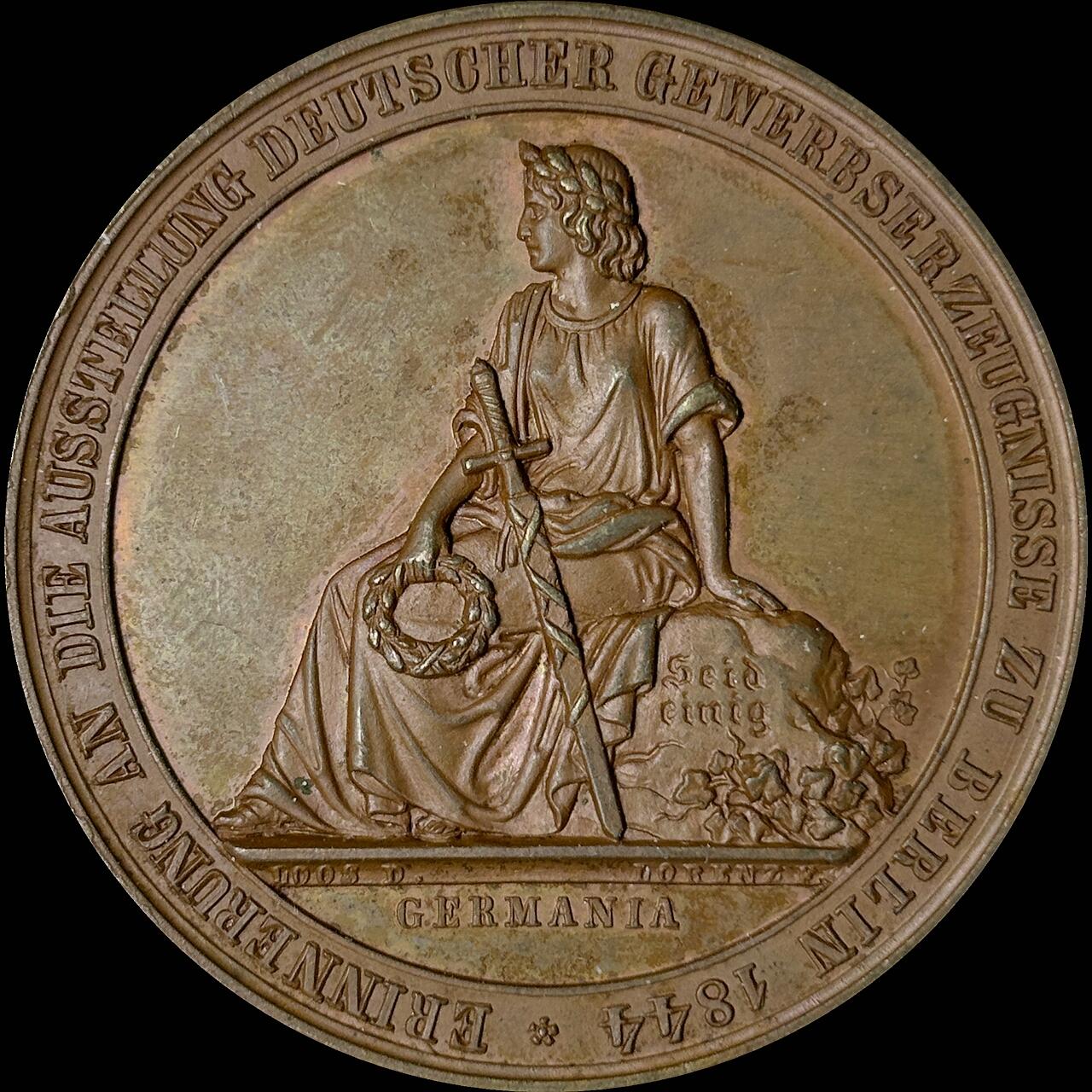 【雨安】【世界币章112-113期】周五/周六 两场连拍 2025-10-31 周五 19:30 保真 8秒倒数自动落锤 高效拍卖  [章] Germany 章 德国 1844年 德国工业产品博览会 带着皇冠和剑的日耳曼尼亚坐在铁路桥上火车上 铜章