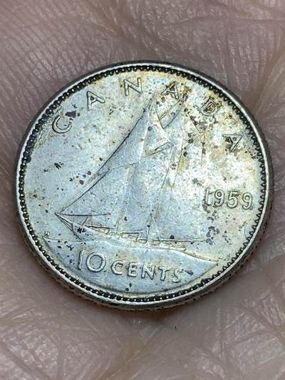 2025年第一百二十场(总第一百四十六场）外国好品散币(免佣金) - 加拿大🇨🇦1959年10分银币(伊丽莎白二世青年桂冠第一版，800高银)