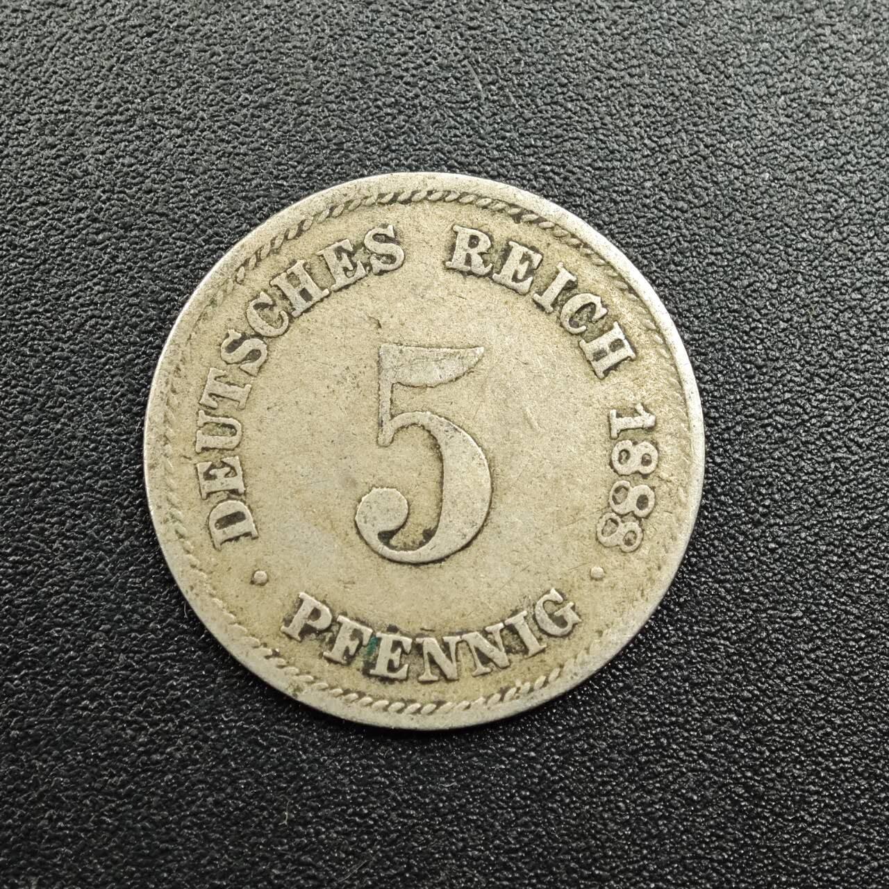 【淘币小摊】实时拍第七百八十一拍   散币场   满百包邮可预留二周 每周一统一发货   德国1888年5芬妮镍币