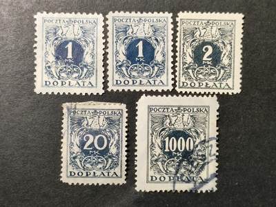 ↓君缘收藏638期☞钱币邮品↓无佣金、可寄存、满30元包邮  - 波兰邮票，1921年鹰徽 邮政号角欠资邮票一组