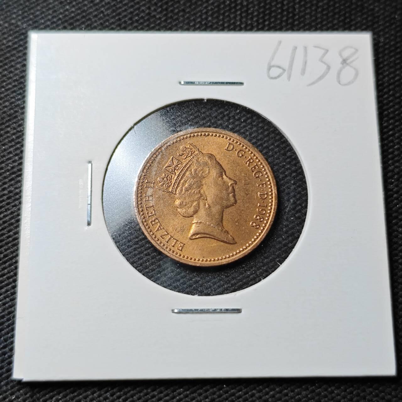 KK钱币收藏小铺  第361场  2月预留时间 周末发货  1988英国1便士铜币