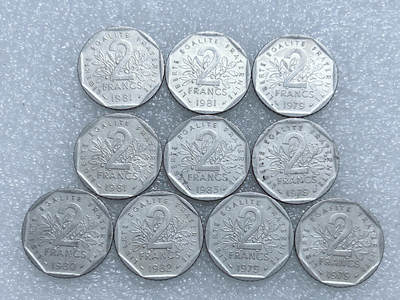 第一海外回流一元起拍收藏 散集专场  第260期 - 法国2法郎硬币 10枚