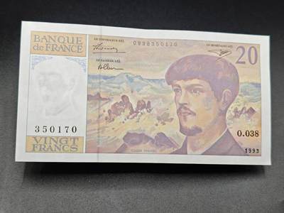 【淘币小摊】实时拍第七百八十二拍   无佣金纸币福利场   满百包邮可预留二周 每周一统一发货   - 法国20法郎