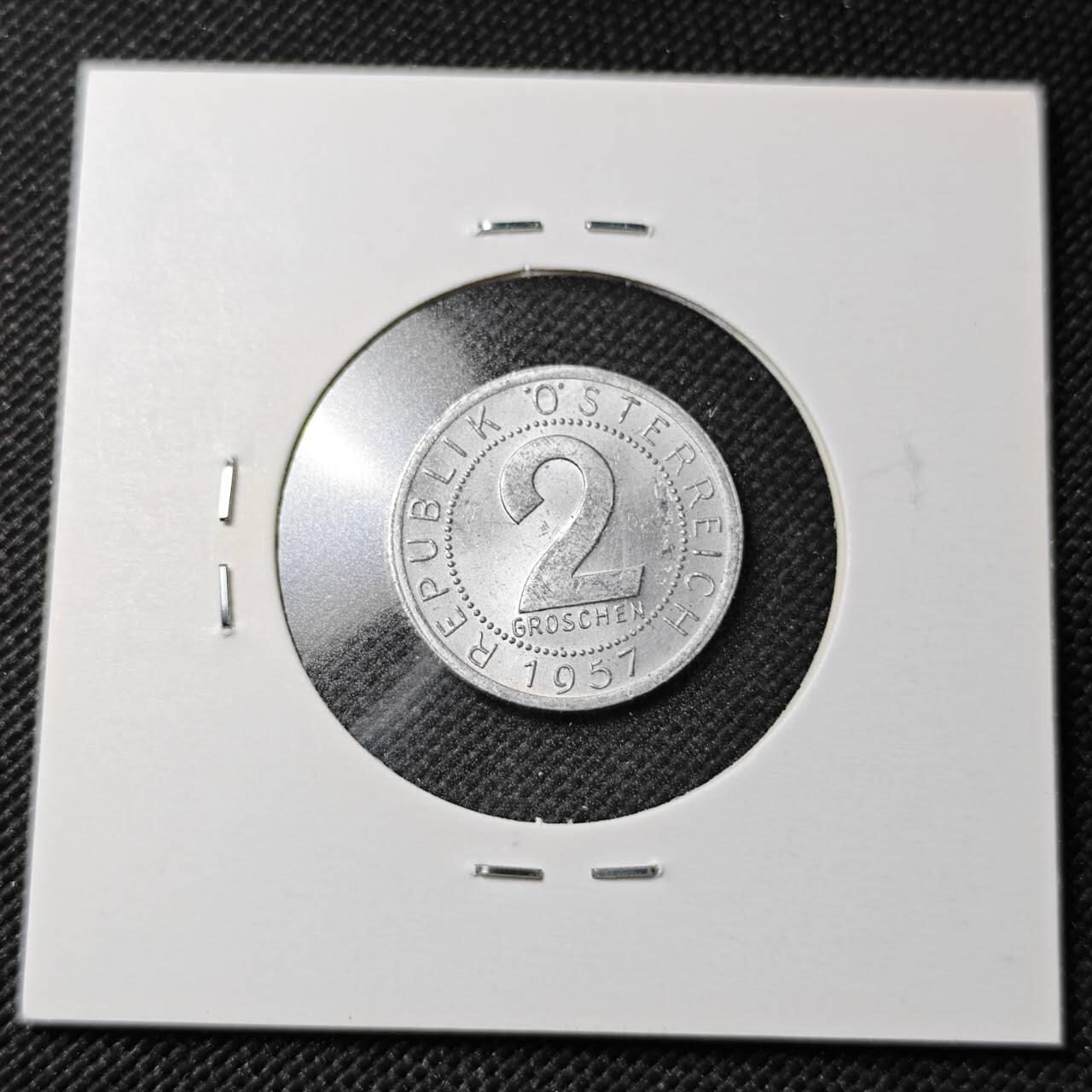 KK钱币收藏小铺  第362场  2月预留时间 周末发货  1957奥地利2格罗申