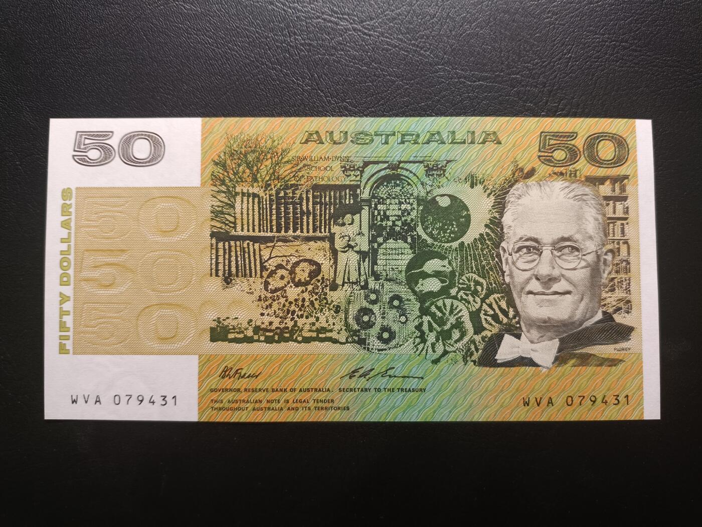 2025十一月第一期，总199期 澳大利亚1991年50元UNC，病理学家弗洛勒伊和生物学家罗斯