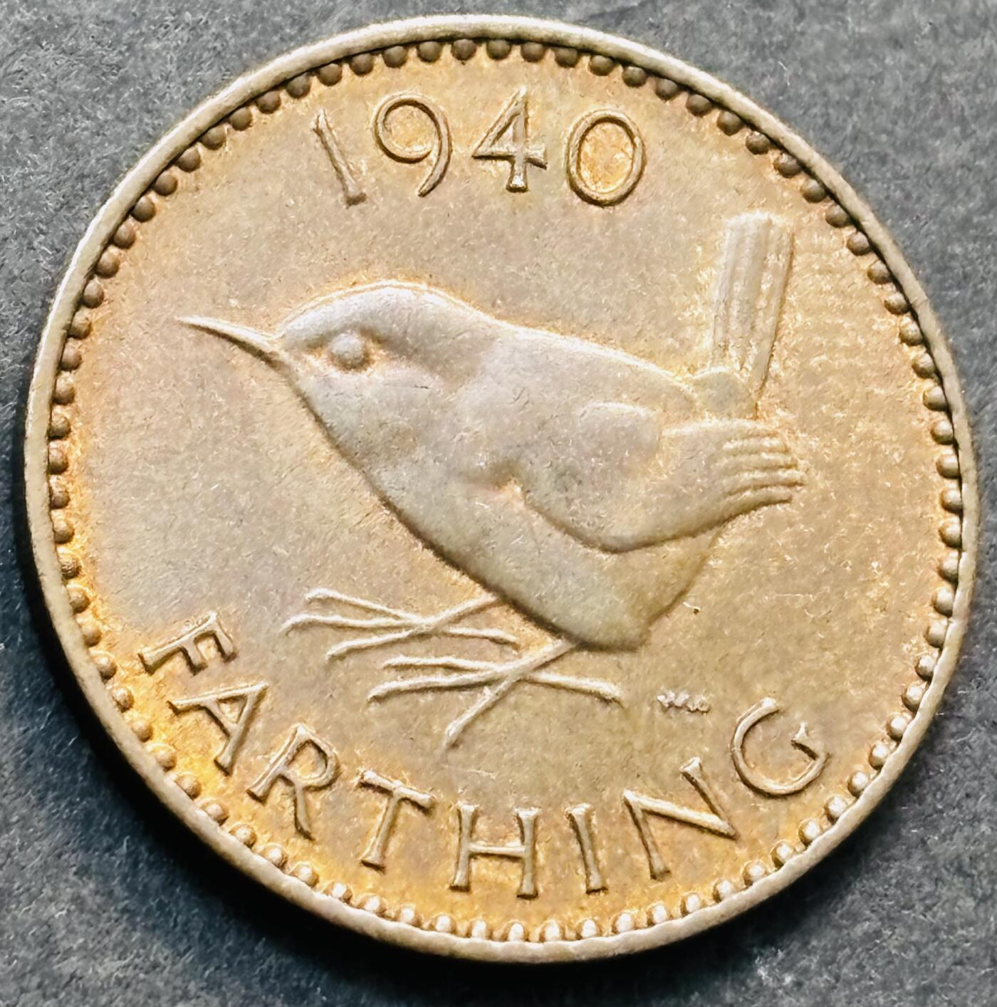 文馨钱币收藏第 278 场，银元，纸币，铜章场 长期接收代拍品 极美品 1940年英国乔治六世法新铜币