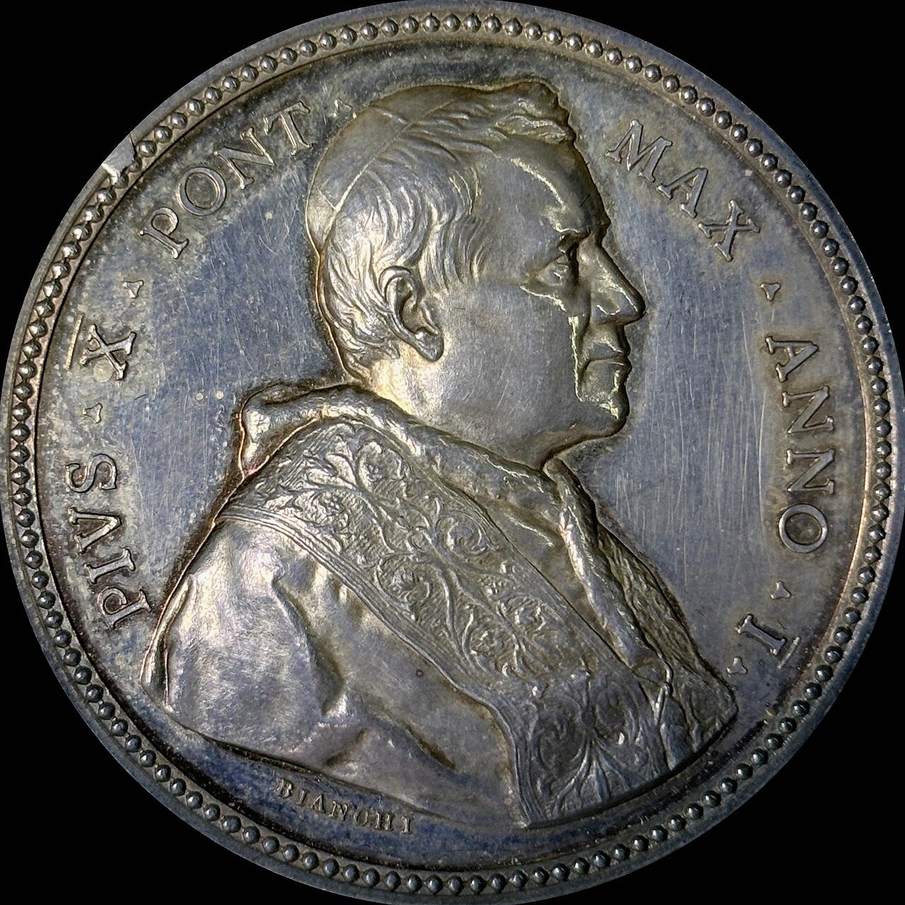 【雨安】【世界币章112-113期】周五/周六 两场连拍 2025-10-31 周五 19:30 保真 8秒倒数自动落锤 高效拍卖  [章] Vatican 章 梵蒂冈 1903年 庇护十世 银章 34克, 43mm