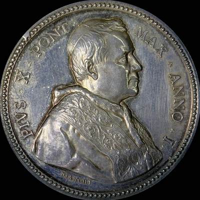 【雨安】【世界币章112-113期】周五/周六 两场连拍 2025-10-31 周五 19:30 保真 8秒倒数自动落锤 高效拍卖  - [章] Vatican 章 梵蒂冈 1903年 庇护十世 银章 34克, 43mm