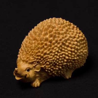 听雨轩（13） - 黄杨木雕刺猬 6cm