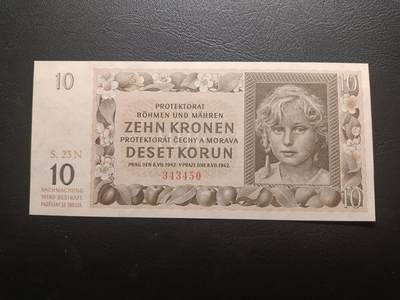 2025十一月第一期，总199期 - 波希米亚和摩拉维亚（捷克二战期间被德国占领的傀儡政权名称）1942版10克朗UNC-，经典的小女孩形象