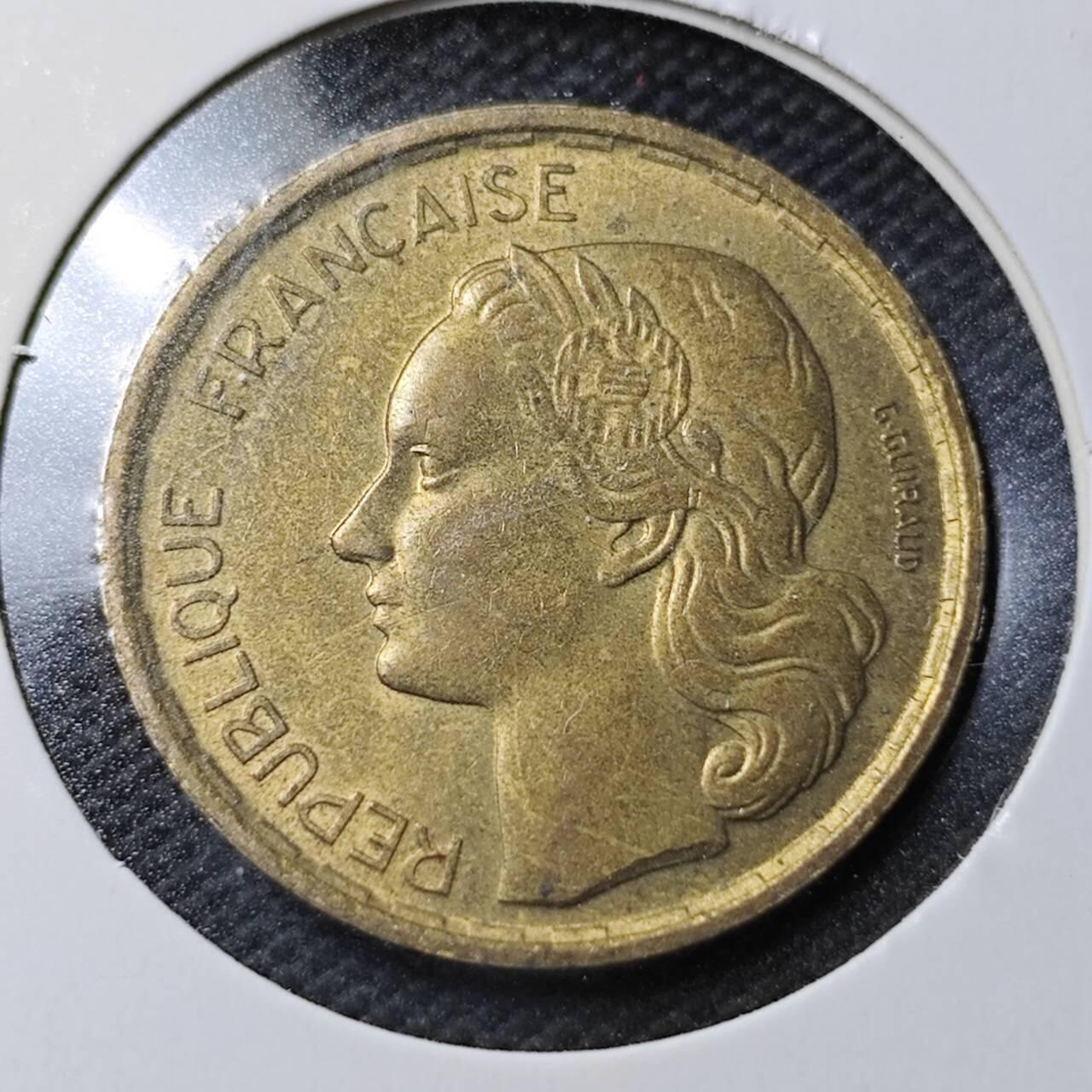 KK钱币收藏小铺  第361场  2月预留时间 周末发货  1955法国20法郎