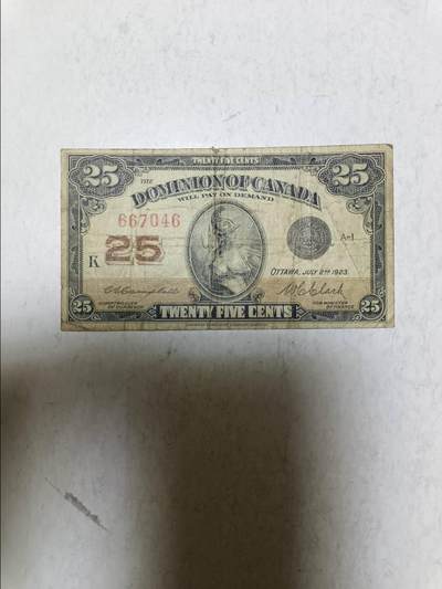 【20251103】非全新纸币第300场 - 加拿大1923年25分