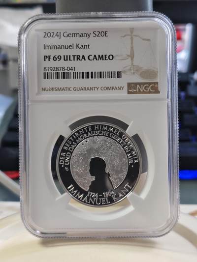 第180期拍卖【长期征集拍品】【北京币展专场】 - 德国2024年古典哲学家伊曼努尔·康德诞辰300周年纪念精制银币-德国制造NGCPF69，925银，18克