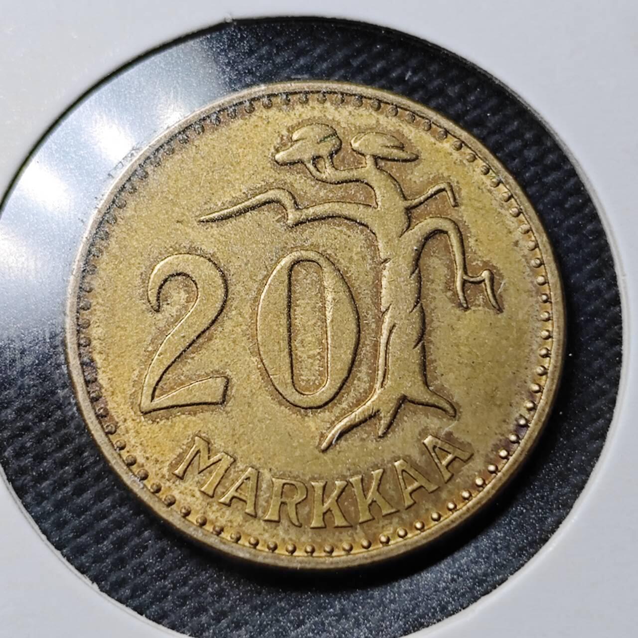 KK钱币收藏小铺  第361场  2月预留时间 周末发货  1960芬兰20分